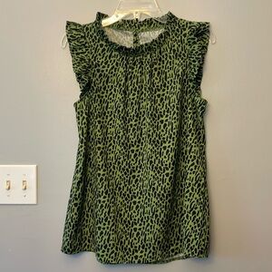 Sleeveless Animal Print Blouse